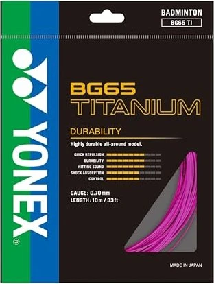Yonex BG65 Titanium Badmintonsaite rosa 10m