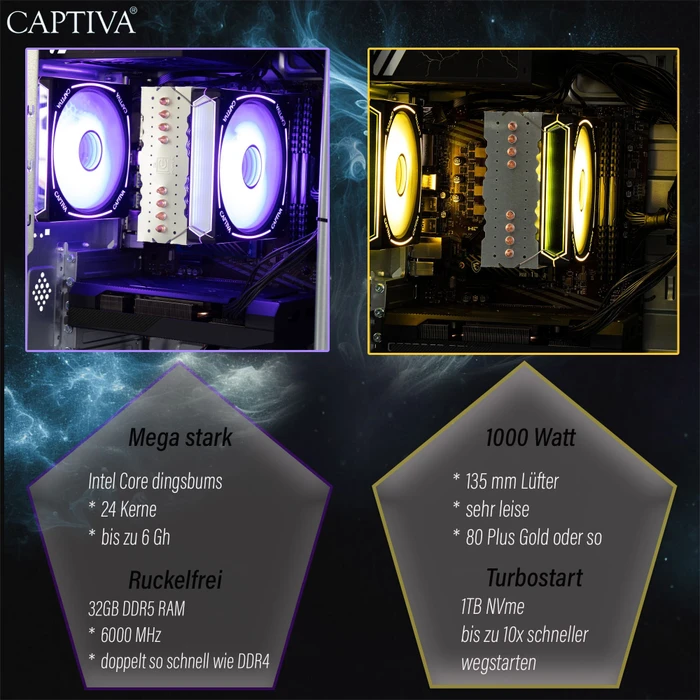 Captiva Entry Gaming R92-325, Ryzen 5 7500F, 16GB RAM, 1TB SSD, GeForce RTX 5060, Windows 11 Home