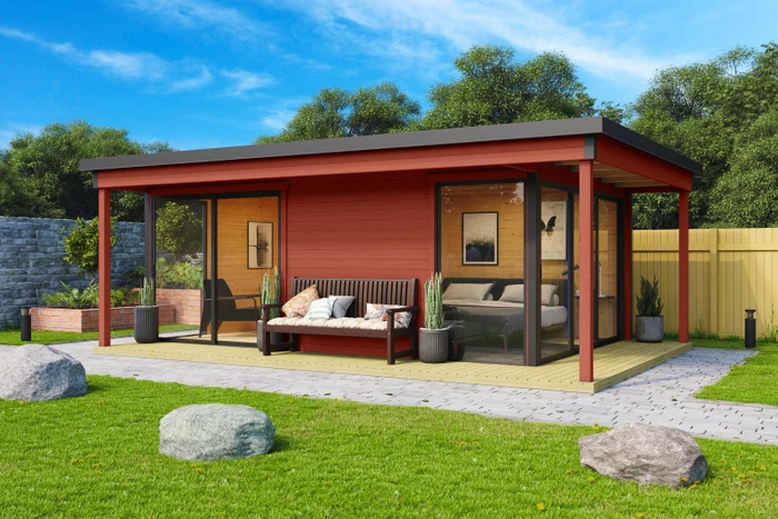 Lasita Maja Domeo 3 Loggia Gartenhaus schwedenrot