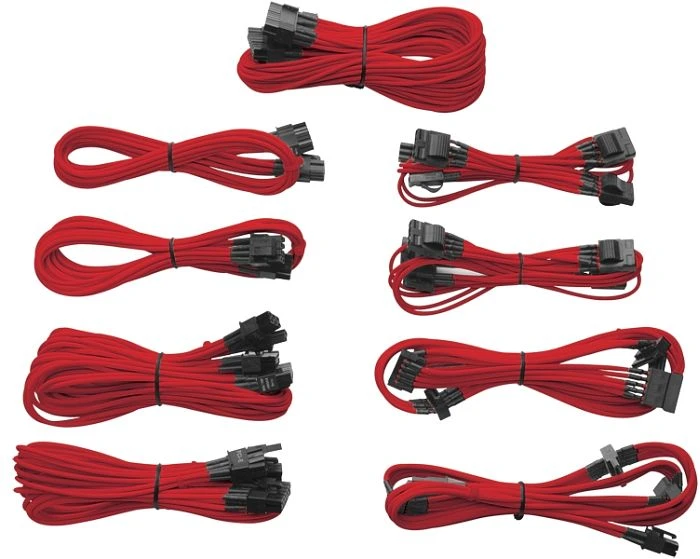 Corsair AX850/AX750/AX650 Sleeved Modular Upgrade-Kit, rot