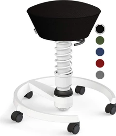 Aeris Swopper Air New Edition Bürohocker mit Rollen, Feder Standard, Gestell Alu weiß, Bezug Mesh-Gewebe schwarz