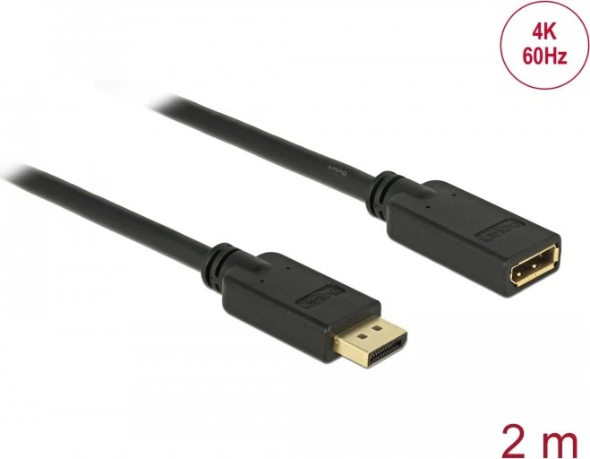 DeLOCK DisplayPort 1.2 Verlängerungskabel 4K 60Hz schwarz, 2m