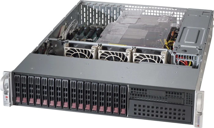 Supermicro SuperChassis 213BAC8-R1K23LPB, grau/schwarz, 2HE, 1x 1200W redundant