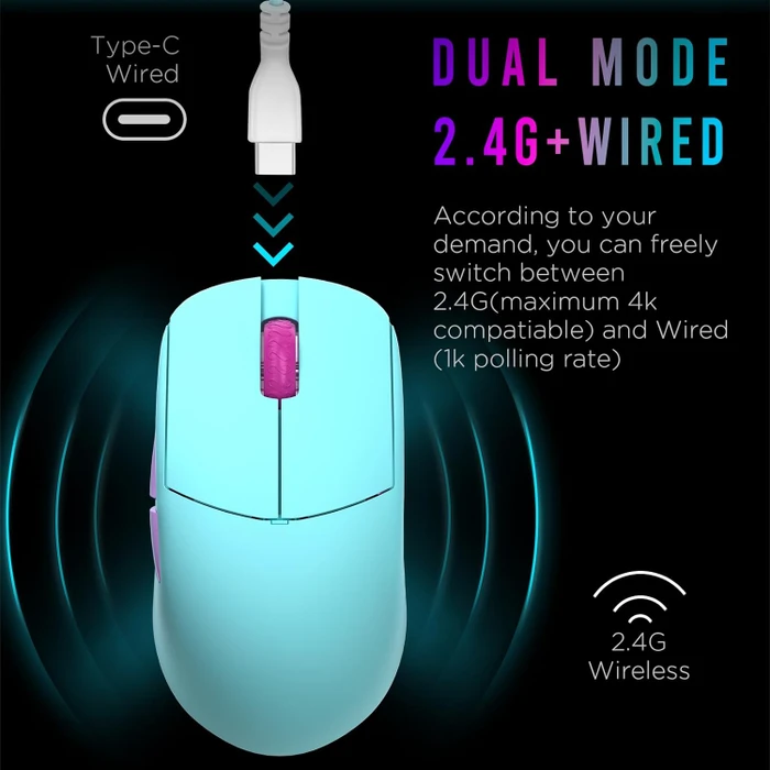 Lamzu Atlantis MINI PRO Wireless Gaming Mouse Miami Blue, USB