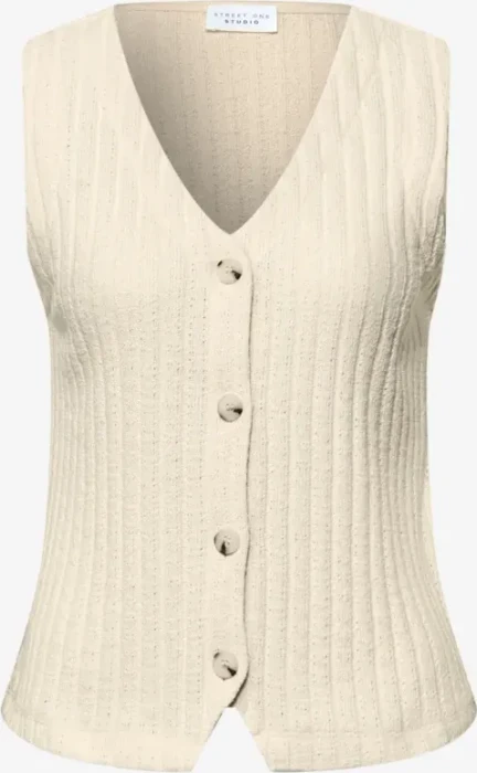 Street One Studio V-Neck und Knopfleiste Weste soft beige (Damen)