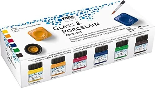 Kreul Glass & Porcelain Clear Malfarbe, 6 Farben, 20ml, 6er-Set