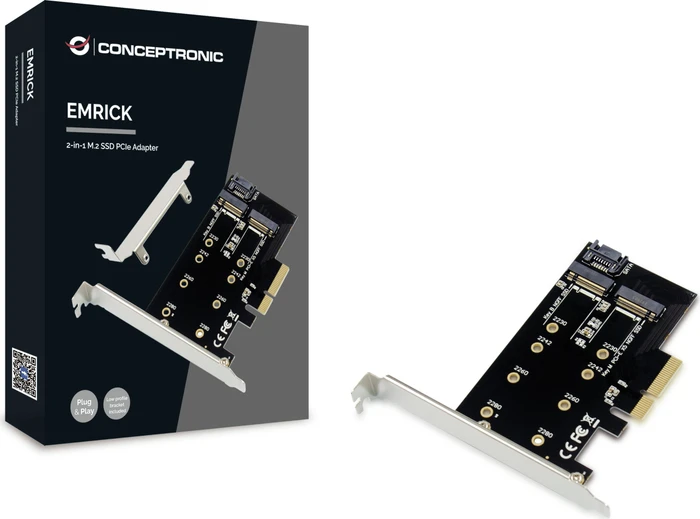 Conceptronic PCIe 3.0 x4 -> 1x M.2 Key B-M-Key, 1x M.2 Key M NVMe, 1x SATA