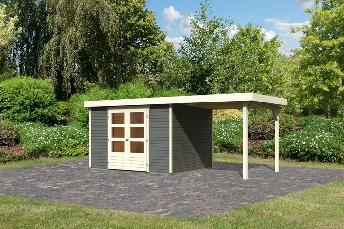 Karibu Askola 5 Gartenhaus inkl. Anbau 2.4m terragrau