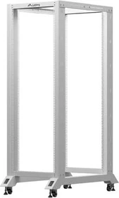 Lanberg Open Rack Series 19" Open Frame Rack 32HE, 4-Pfosten, mit Rollen, Flat Pack, tiefenverstellbar, 430-590mm, RAL 7035, 800mm tief