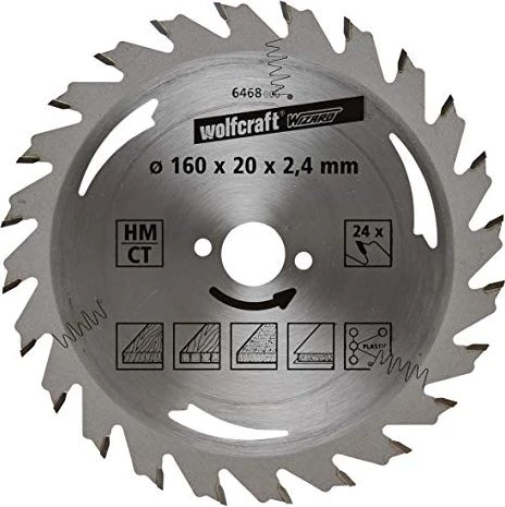 Wolfcraft Serie Silber Kreissägeblatt 24Z, 160x2.4x20mm, 1 Stück