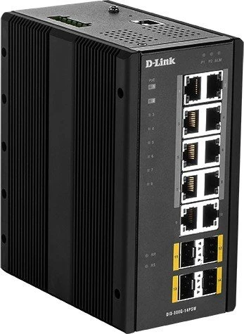 D-Link DIS-300G Industrial Railmount Gigabit Managed Switch, 10x RJ-45, 4x SFP, 240W PoE+