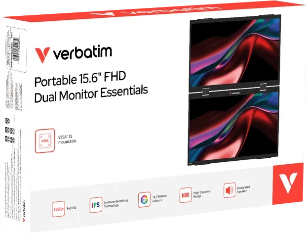 Verbatim Portable Dual Monitor Essentials, 15.6"