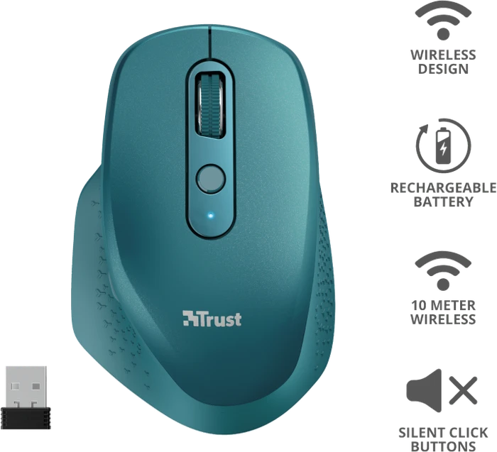 Trust Ozaa Rechargeable Wireless Mouse blau, USB