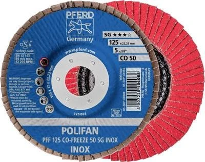 Pferd PFF 125 CO-FREEZE 50 SG INOX POLIFAN Fächerschleifscheibe K50, 125x22.23mm, 10 Stück