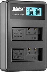 ayex USB Dual- Ladegerät für Nikon Akkus Typ EN-EL14