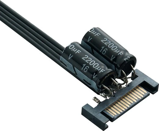 SilverStone CP06-L, SATA Adapter Kabel, 1 auf 3 SATA Stecker (Super Flexibel), 2x 2200µF Kondensatoren