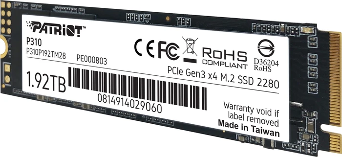 Patriot P310 1.92TB, M.2 2280 / M-Key / PCIe 3.0 x4