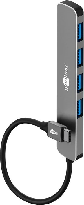 Wentronic goobay Slim 4-Port USB-Hub, 4x USB-A 3.0, USB-C 3.0 [Stecker]