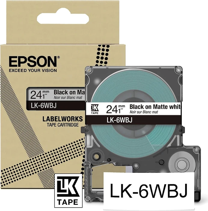 Epson LK-6WBJ Beschriftungsband, 24mm, schwarz/mattweiß