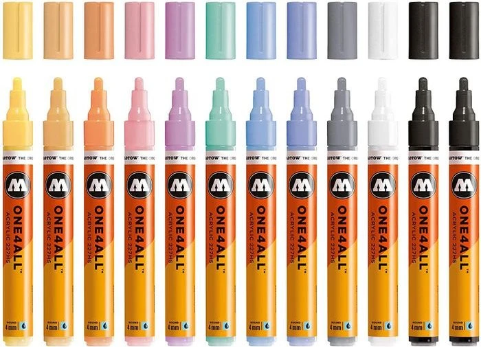 Molotow ONE4ALL 227HS 4mm Acrylmarker Pastel-Set sortiert, 12er-Set