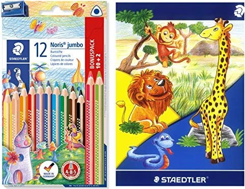 Staedtler Noris Jumbo 128 Buntstift sortiert, Anspitzer, 12er-Set
