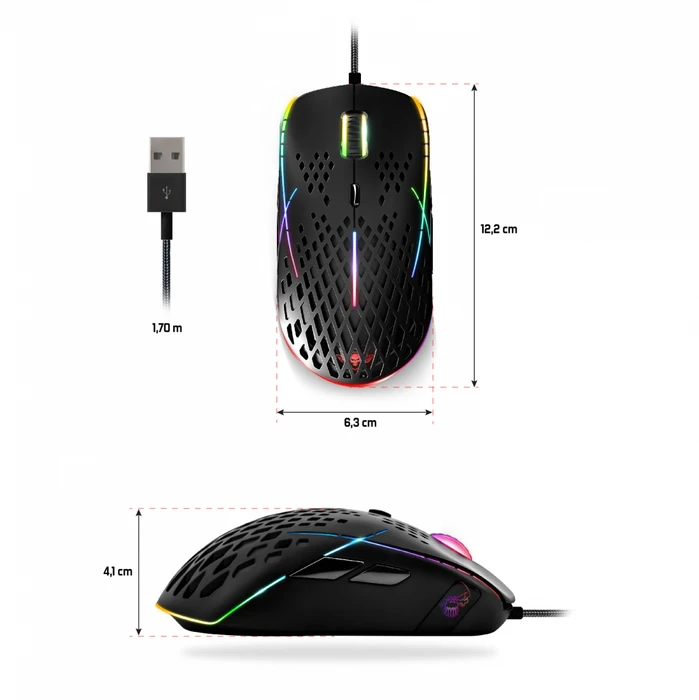 Spirit of Gamer Xpert-M100 RGB Lightweight Gaming Maus schwarz, USB