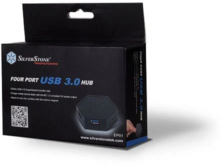 SilverStone EP01 USB-Hub, 4x USB-A 3.0, USB micro-B 3.0 [Buchse]