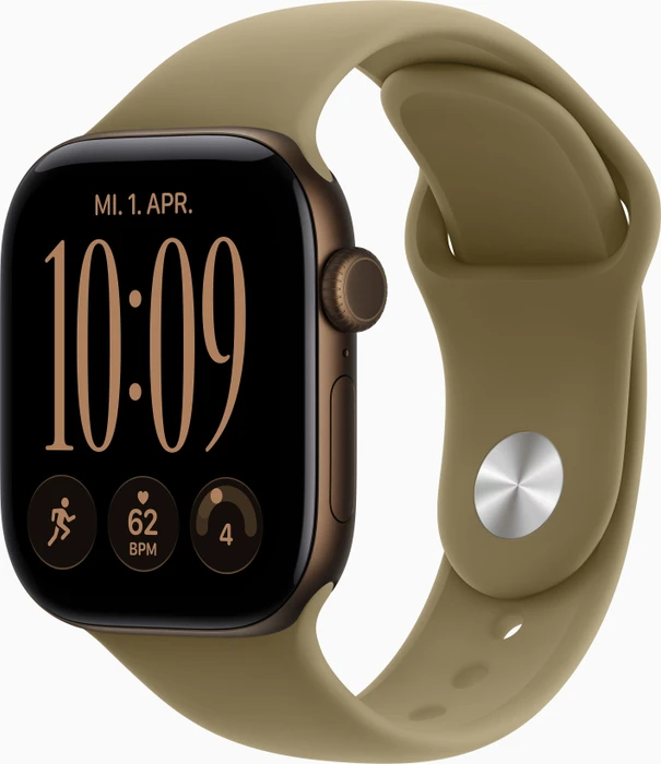 Apple Watch Series 12 (GPS) 42mm Aluminium dunkelbronze mit Sportarmband S/M oliv