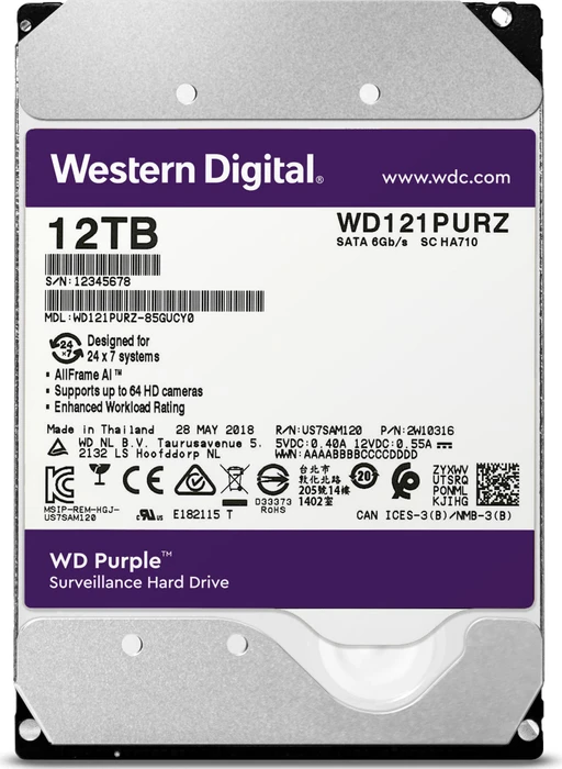 Western Digital WD Purple 12TB, 24/7, 512e / 3.5" / SATA 6Gb/s