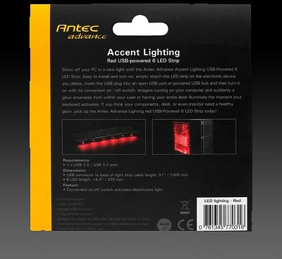 Antec Accent Lighting, rot beleuchtet, LED-Streifen, schwarz