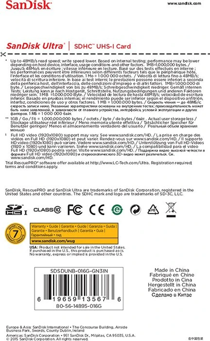 SanDisk Ultra R48 16GB, UHS-I, Class 10