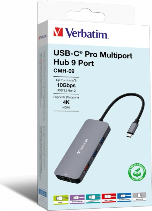 Verbatim USB-C Pro Multiport Hub CMH-09, USB-C 3.1 [Stecker]