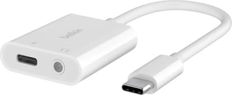 Belkin RockStar 3.5-mm-Klinken-Audio- und USB-C-Ladeadapter weiß