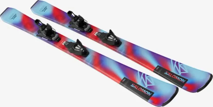 Salomon QST S + C5 pastel neon blue 3/poppy red (inkl. Bindung) (Junior) (Modell 2025/2026)