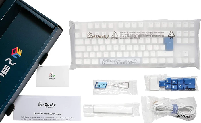 Ducky One 2 RGB TKL PBT, LEDs RGB, weiß, MX RGB BLUE, USB, UK