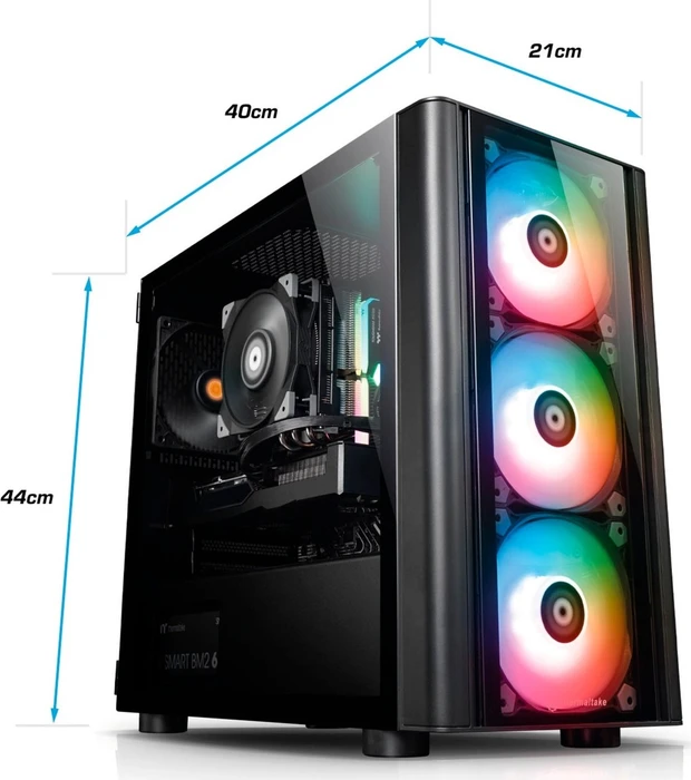 Thermaltake Narvi, schwarz, Core i5-12400F, 16GB RAM, 500GB SSD, GeForce RTX 3060