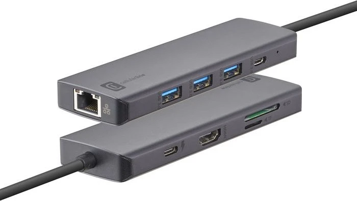 Cellularline Hub Pro mit 9 Anschlüssen, USB-C 3.0 [Stecker]