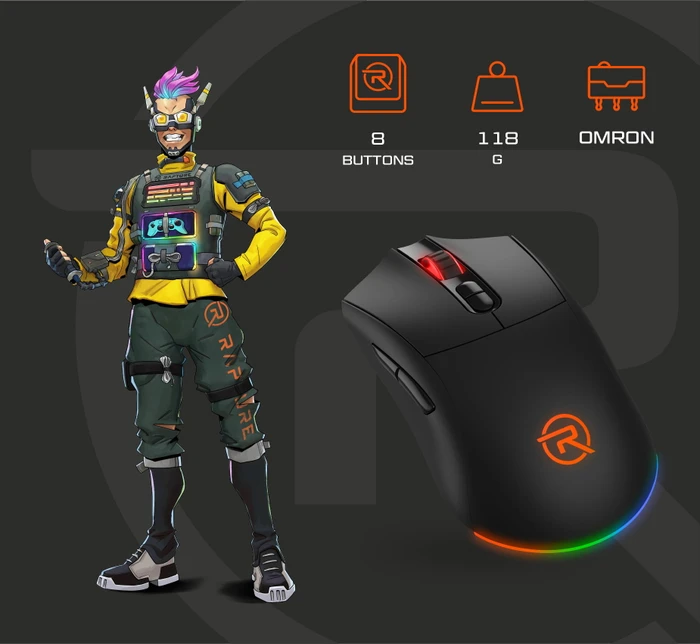 Rapture Cobra Wireless Gaming Maus schwarz, USB
