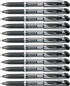 Pentel EnerGel BL110 1.0mm/0.5mm Gelroller schwarz/silber, 12er-Pack