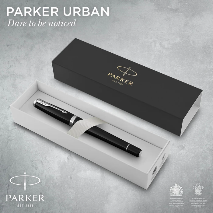 Parker Urban muted black/chrome trim, rechte Hand, mittel, Geschenkbox