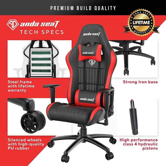 Anda Seat Jungle Premium Gamingstuhl, schwarz/rot