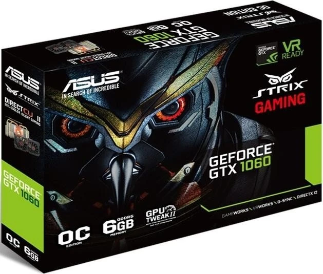 ASUS ROG Strix GeForce GTX 1060 DC2 OC, STRIX-GTX1060-DC2O6G, 6GB GDDR5, DVI, HDMI, 3x DP