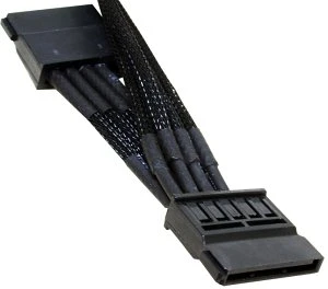 NZXT SATA-Stromadapter 4-Pin [IDE] auf 2x 15-Pin [SATA] 20cm, sleeved schwarz