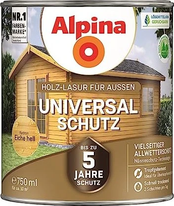 Alpina Farben Universal-Schutz Holz-Lasur außen eiche hell, 750ml
