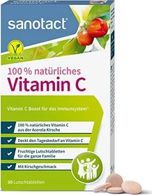 sanotact 100% natürliches Vitamin C Lutschtabletten, 30 Stück