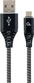 Gembird Premium Cotton Braided Micro-USB Charging And Data Cable 2.0m schwarz/weiß