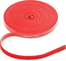deleyCON Klett-Kabelbinder, 10mm, 10m, rot