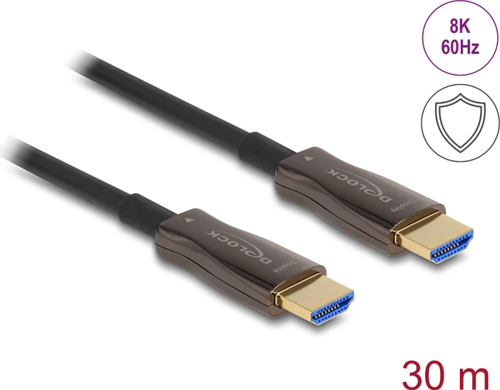 DeLOCK AOC Ultra High Speed HDMI 2.1 Kabel 48Gbps 8K 60Hz mit Metallarmierung schwarz, 30m