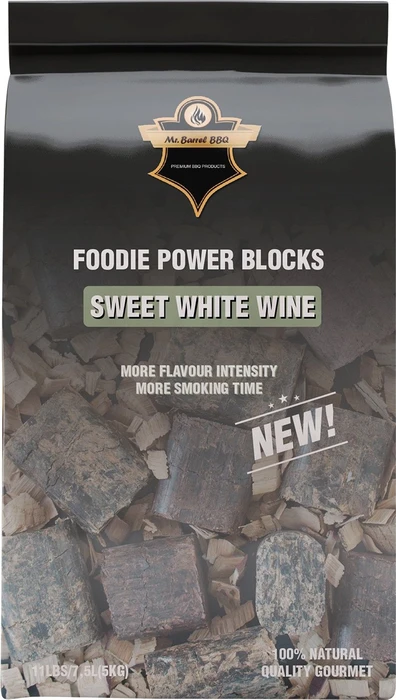Mr. Barrel BBQ Foodie Power Block Sweet White Wine Räucherholz, 5kg