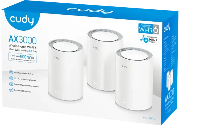Cudy M3000 2.0, AX3000, weiß, 3er-Pack